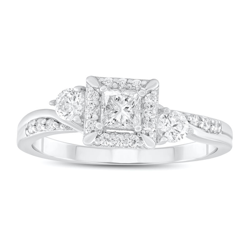Round Diamond 1/2ctw. Halo Engagement Ring in 14k White Gold image number null